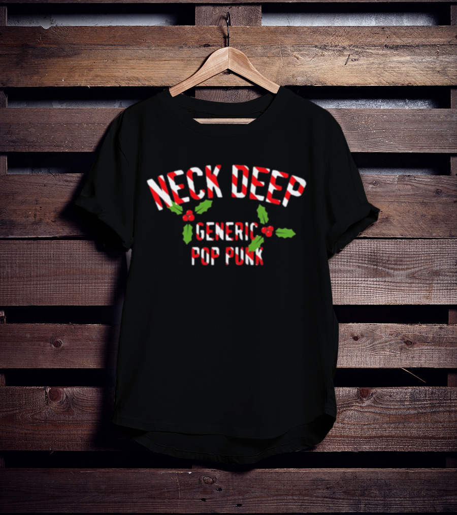 Neck Deep Candy Cane Text With Holly Generic Pop Punk T-Shirt