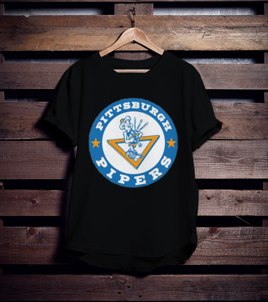 Pittsburgh Pipers Basketball Team Classic Logo With Bagpiper And Star Emblems T-Shirt