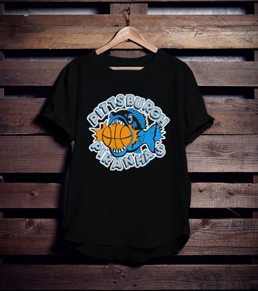 Pittsburgh Piranhas Basketball Team Logo Fish With Ball T-Shirt