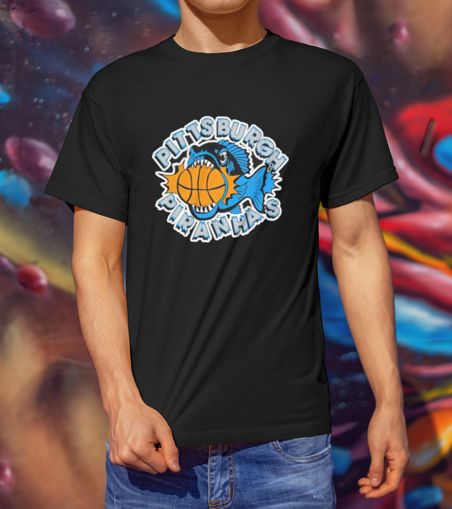 Pittsburgh Piranhas Basketball Team Logo Fish With Ball T-Shirt