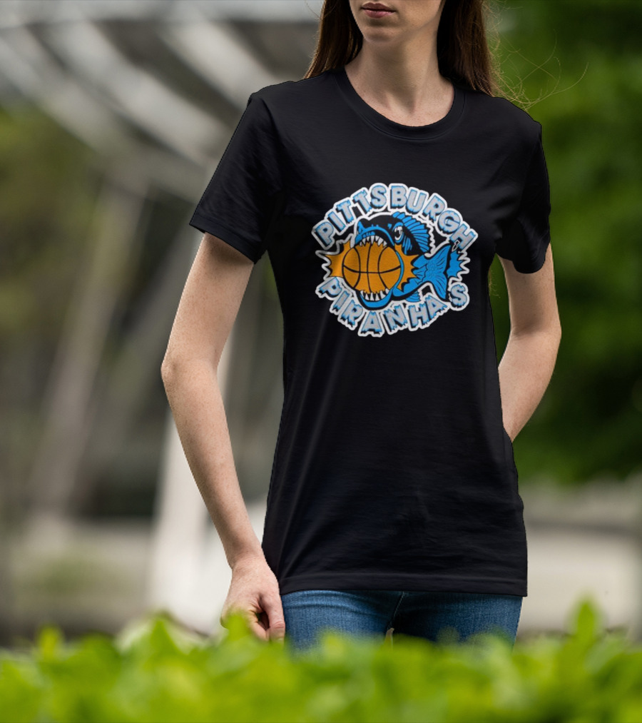 Pittsburgh Piranhas Basketball Team Logo Fish With Ball T-Shirt