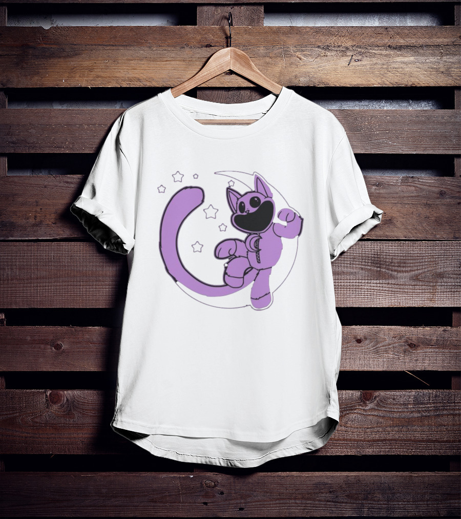 Poppyplaytime Catnap Moon Cute Starry Cartoon T-Shirt