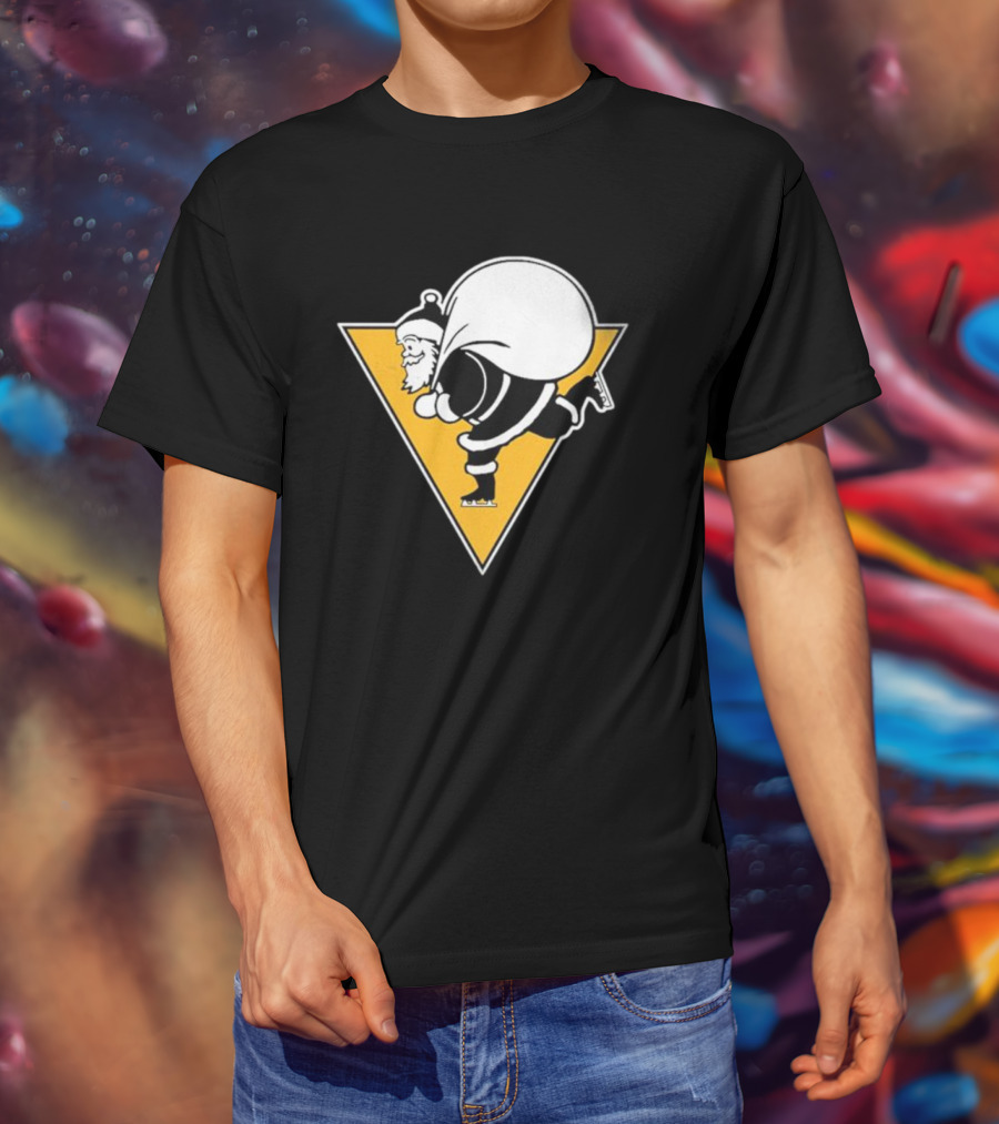 Pittsburgh Penguins Santa Skates Christmas Hockey T-Shirt