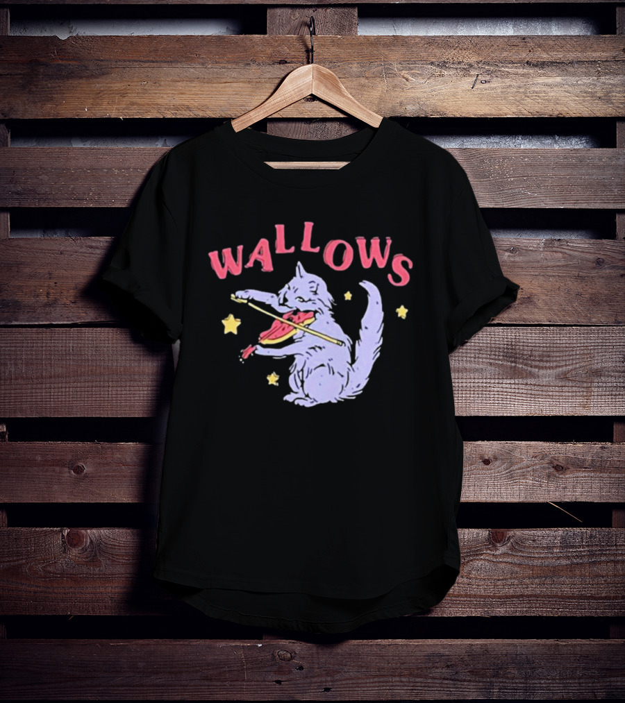 Wallows Cat Playing Fiddle Surrounded By Stars T-Shirt