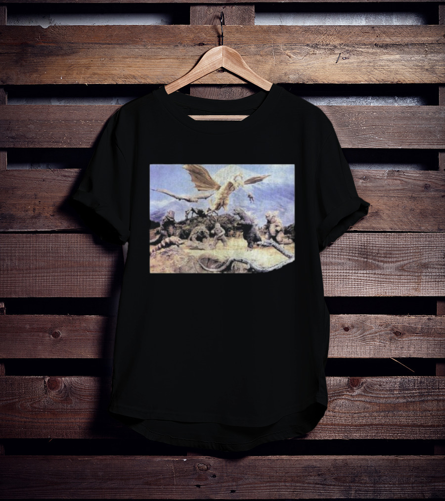 Destroy All Monsters Group Kaiju Battle Scene T-Shirt
