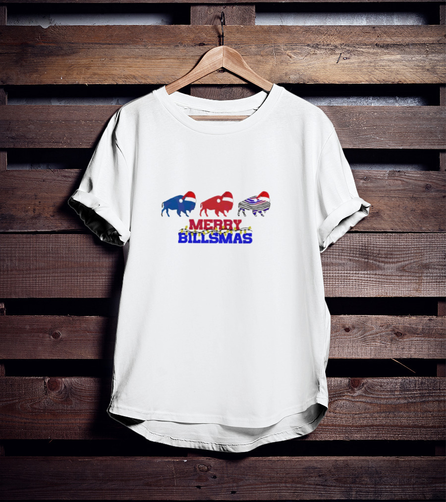 Merry Billmas Buffalo Bills Christmas Lights Buffalo Icons T-Shirt
