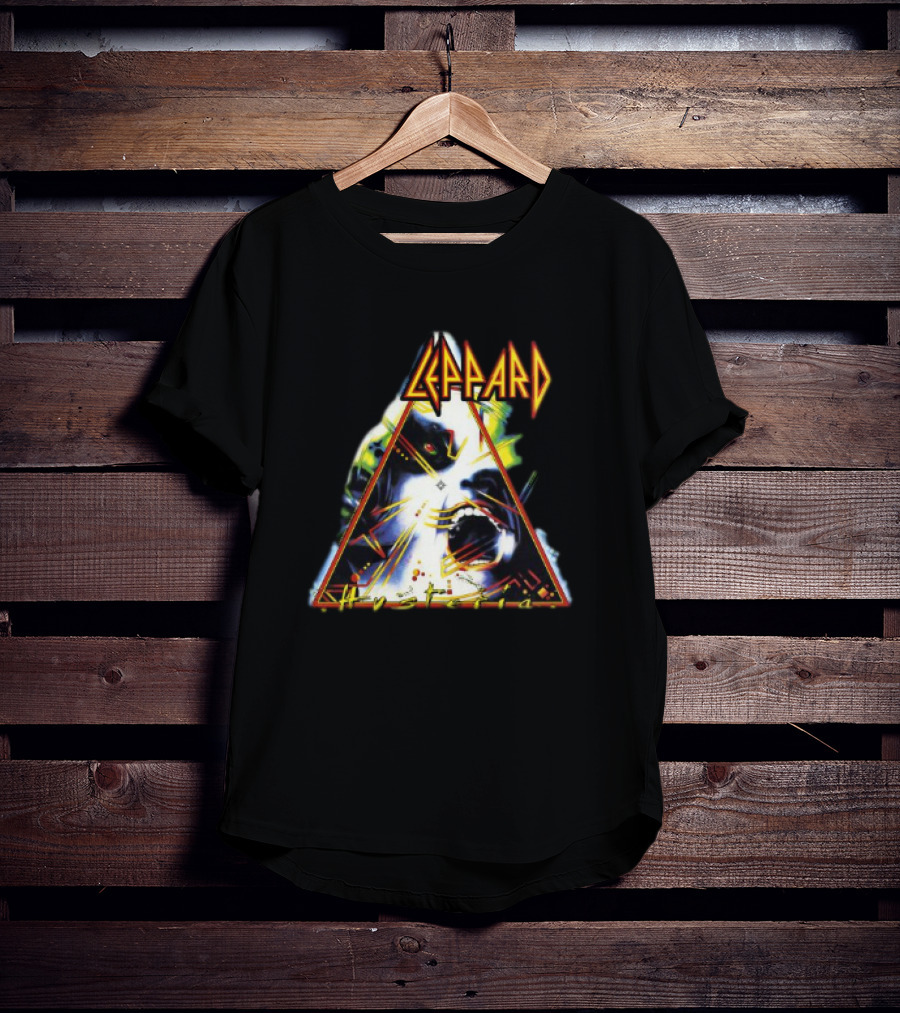 Def Leppard Hysteria Triangle Logo Rock Music Band T-Shirt