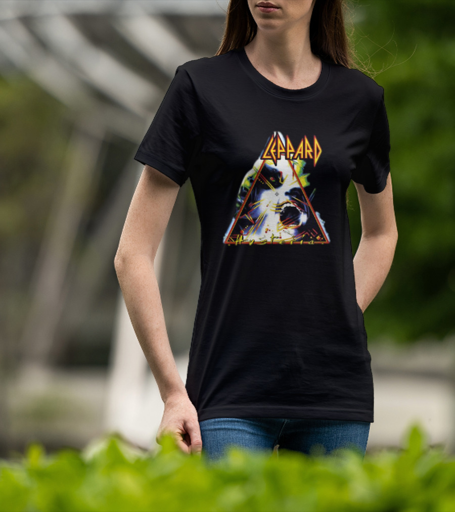 Def Leppard Hysteria Triangle Logo Rock Music Band T-Shirt