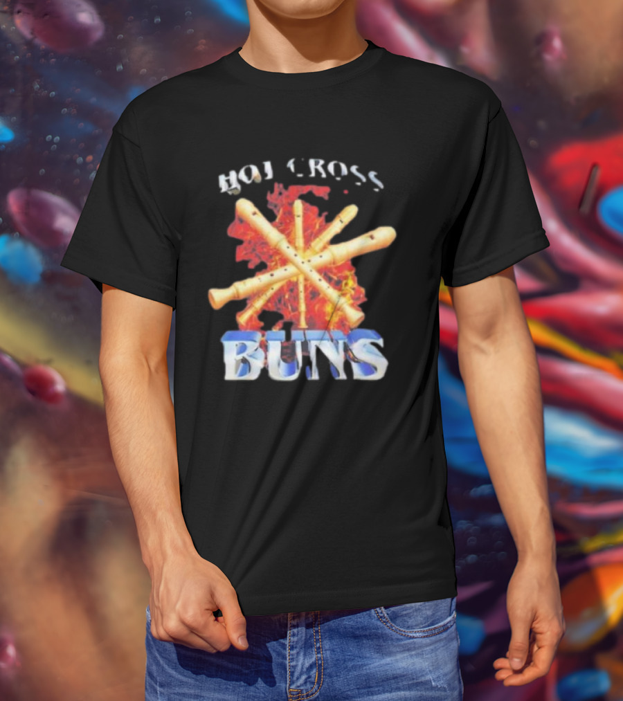 HOT CROSS BUNS Recorders Flame Crossed T-Shirt