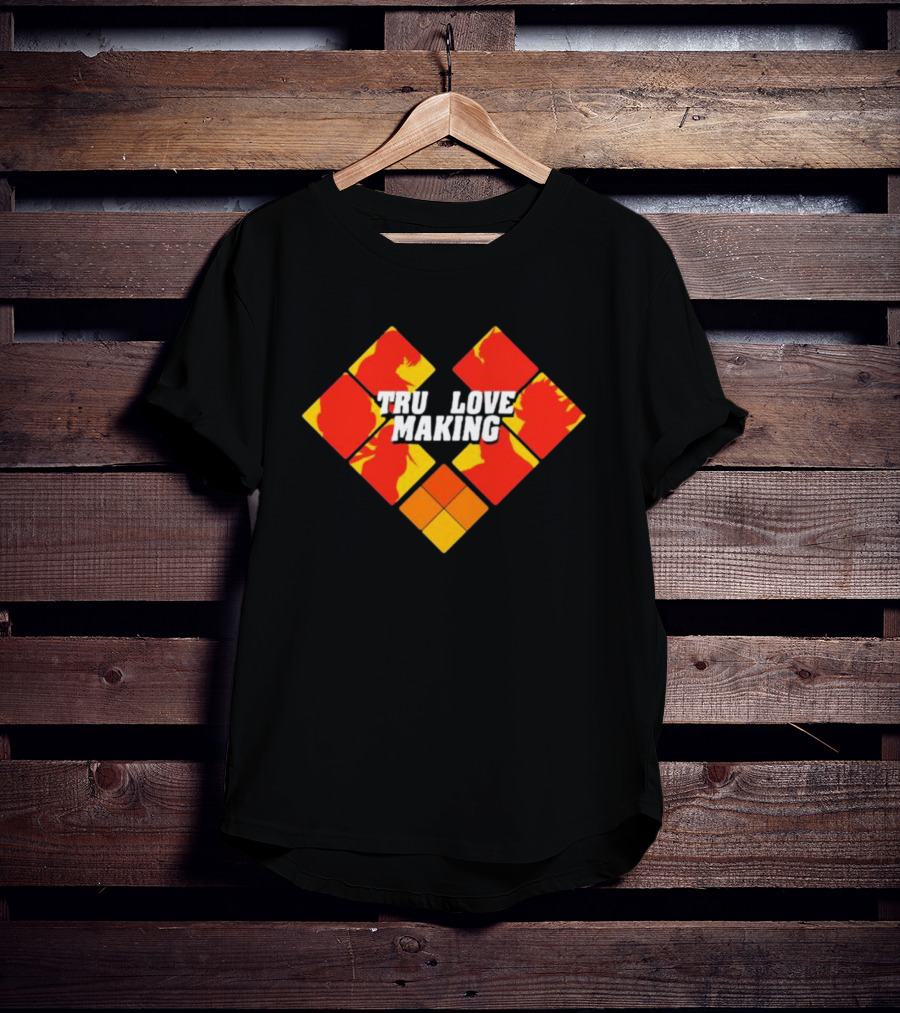 TRU LOVE MAKING Red And Yellow Geometric Heart T-Shirt