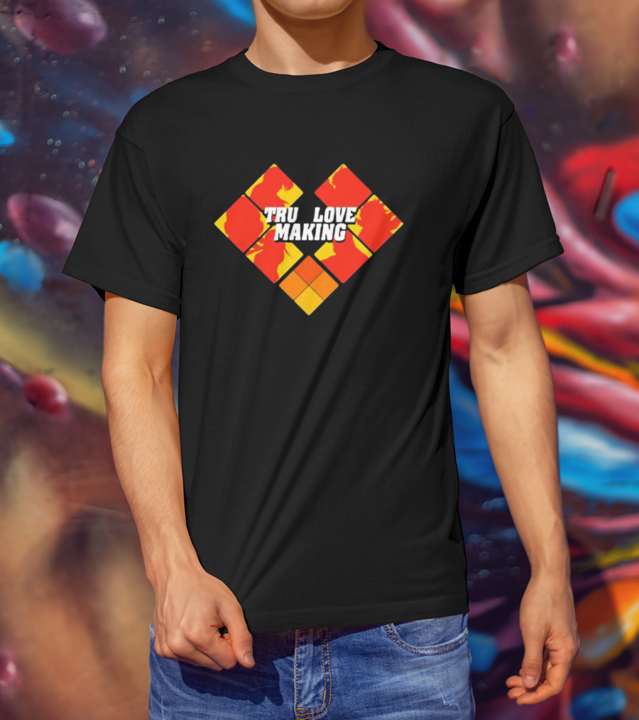 TRU LOVE MAKING Red And Yellow Geometric Heart T-Shirt
