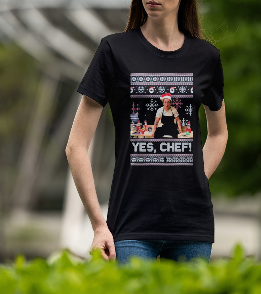 Yes Chef Snowflakes Christmas Elves Santa Hat T-Shirt