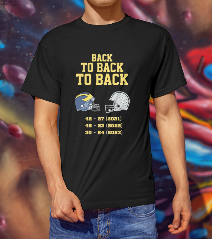 Back To Back To Back Funny Michigan Wolverines Football Free Jim Harbaugh Game T-Shirt