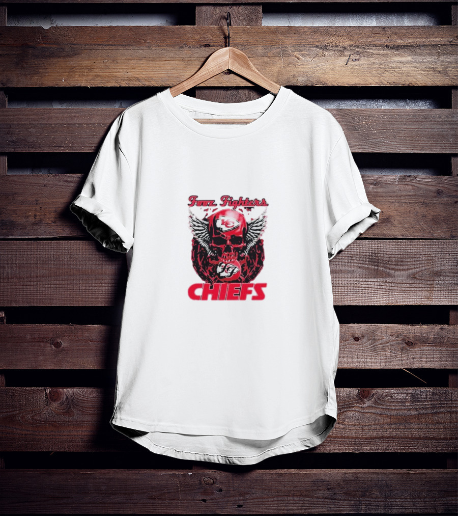 Fooz Fighters Kansas City Chiefs Skull Wings T-Shirt