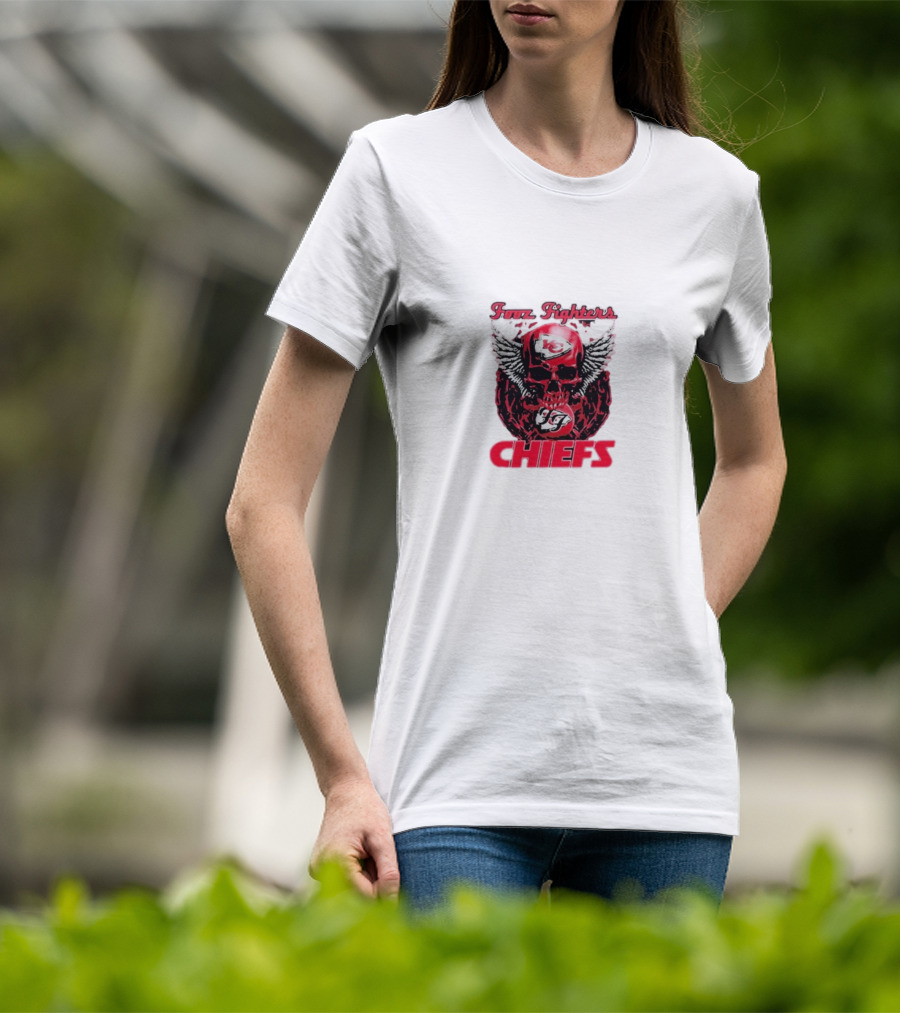 Fooz Fighters Kansas City Chiefs Skull Wings T-Shirt