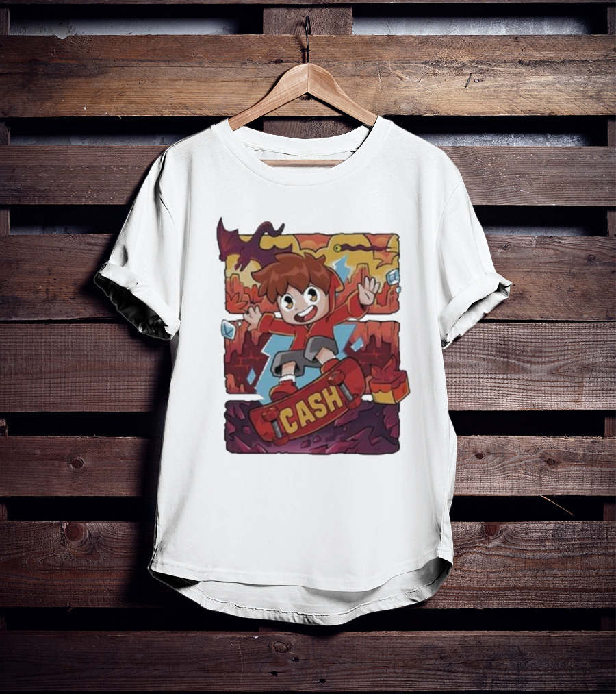 Cash Red Hot Skateboarder Adventure With Dragon And Gems T-Shirt