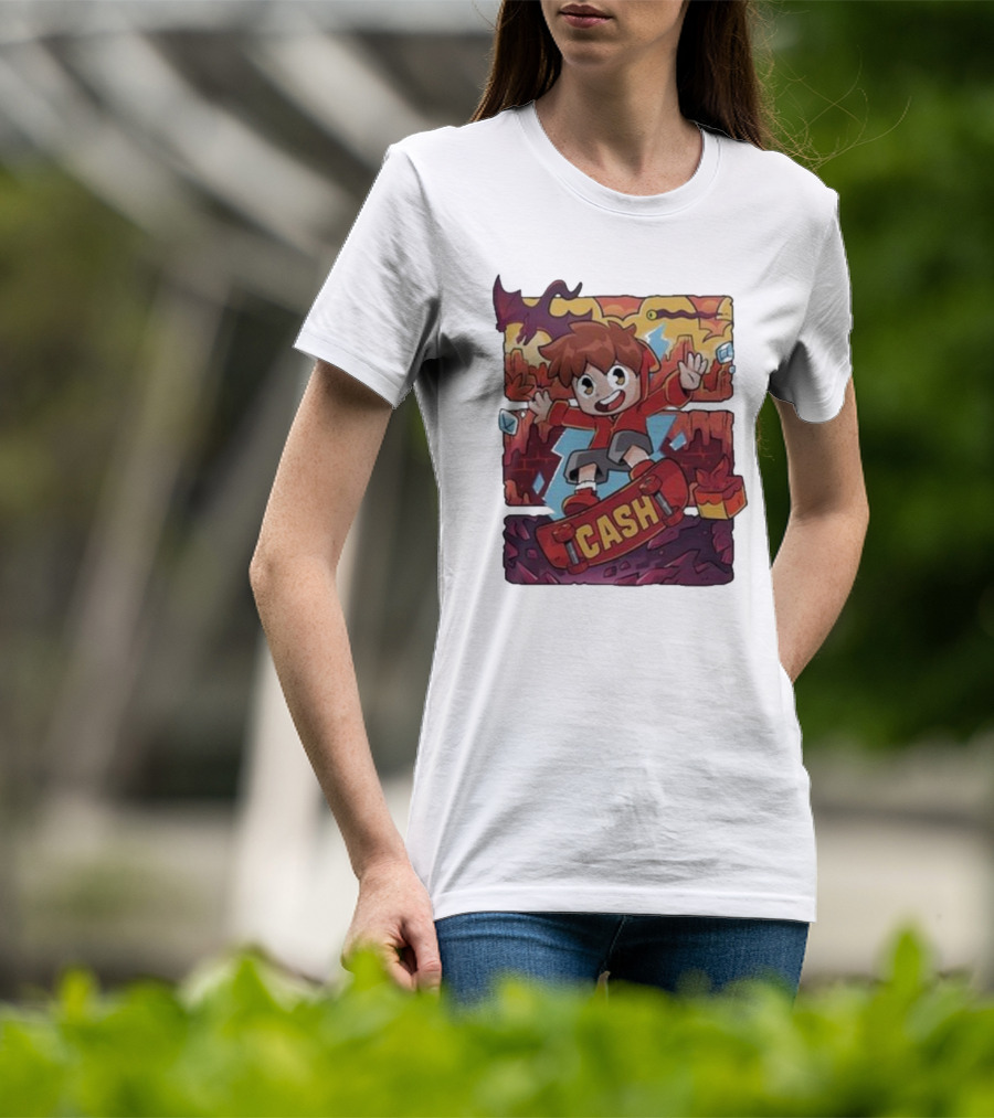 Cash Red Hot Skateboarder Adventure With Dragon And Gems T-Shirt