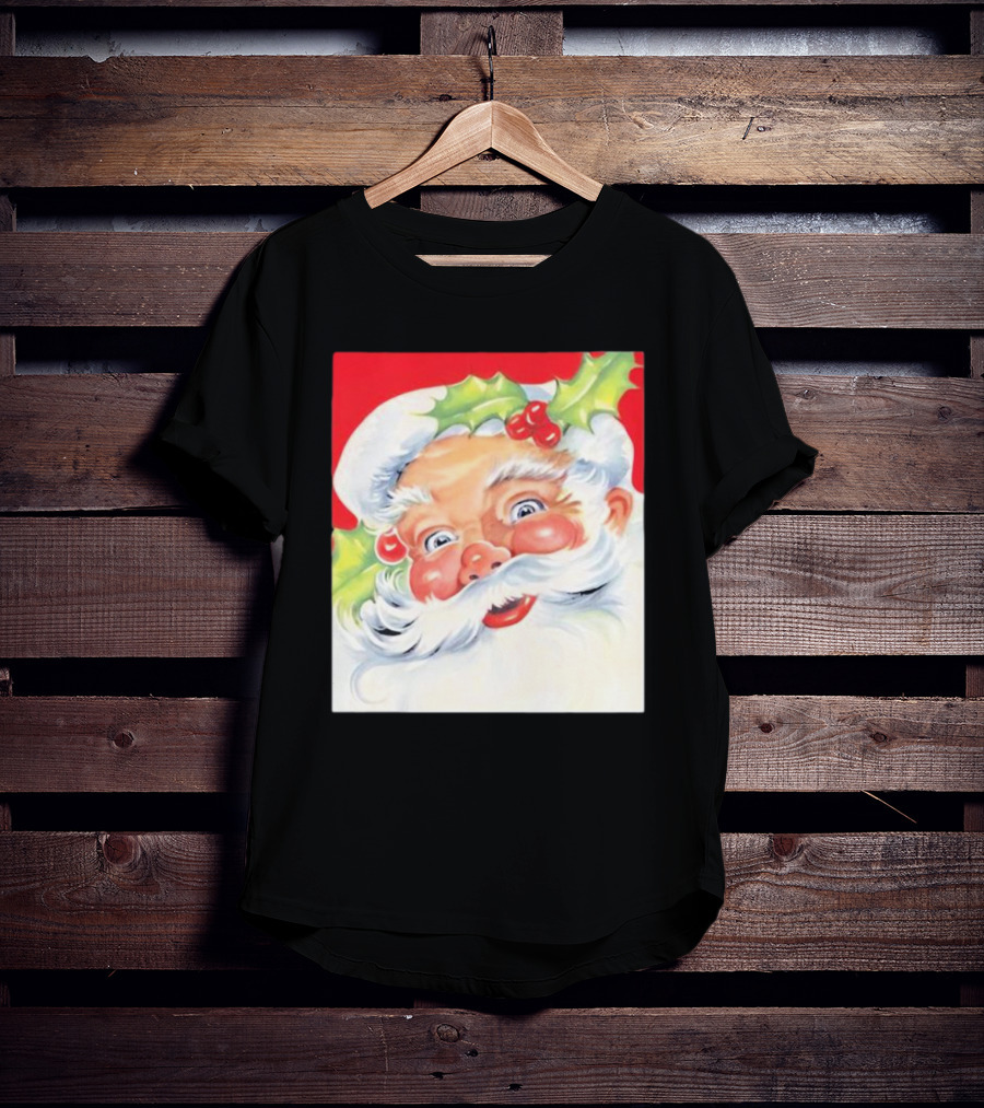 Christmas Jolly Santa Claus Holly Berries Festive Cheer T-Shirt