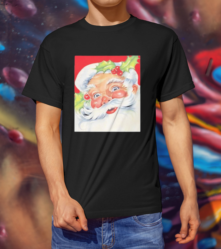 Christmas Jolly Santa Claus Holly Berries Festive Cheer T-Shirt