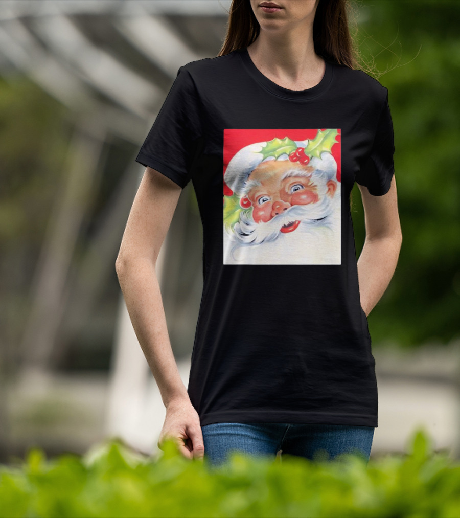 Christmas Jolly Santa Claus Holly Berries Festive Cheer T-Shirt