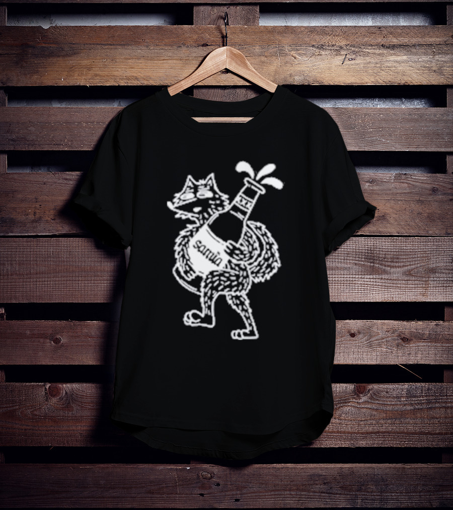 Drunk Wolf Sanmig Beer Bottle Character T-Shirt