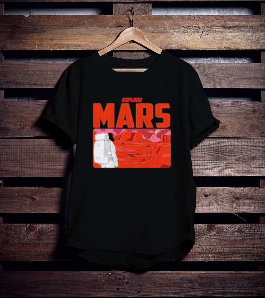 Explore Mars Astronaut Adventure Red Landscape T-Shirt
