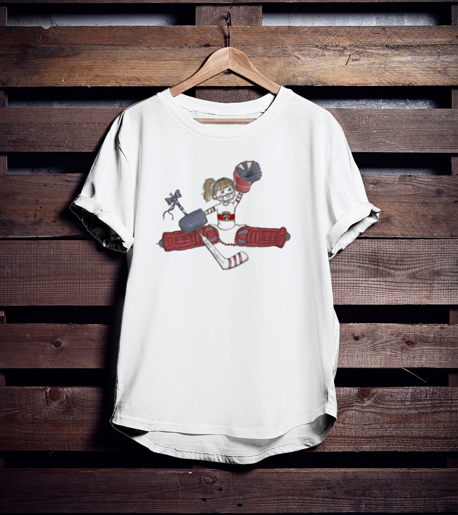 Florida Panthers Toddler Girls Goalielocks Hockey Goalie Character In Red Pads T-Shirt