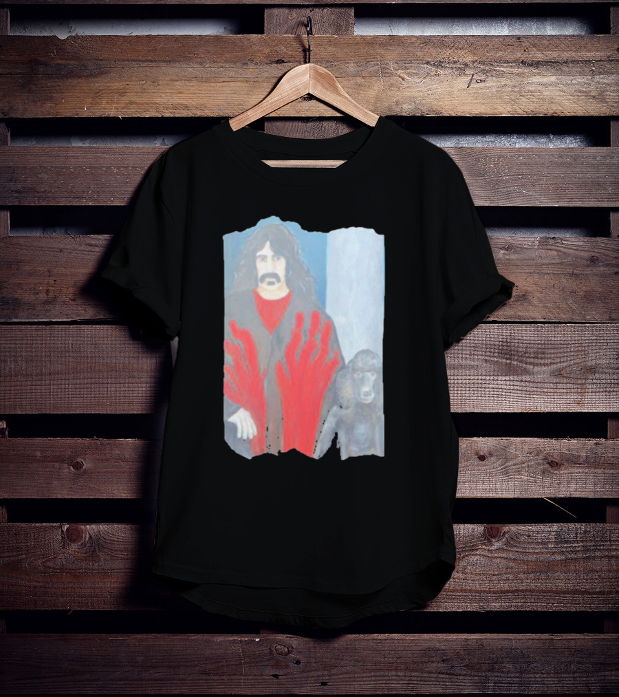 Jackey Neyman Jones Frank Zappa The Master Mashup With Red Hand Prints T-Shirt