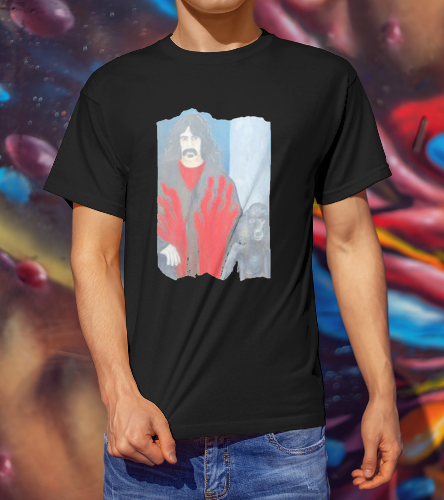 Jackey Neyman Jones Frank Zappa The Master Mashup With Red Hand Prints T-Shirt