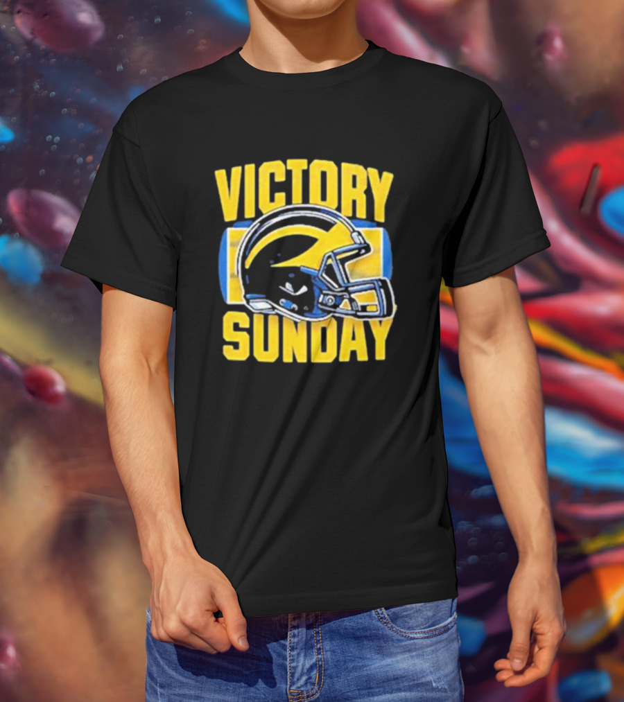 Victory Sunday Michigan Football Helmet T-Shirt