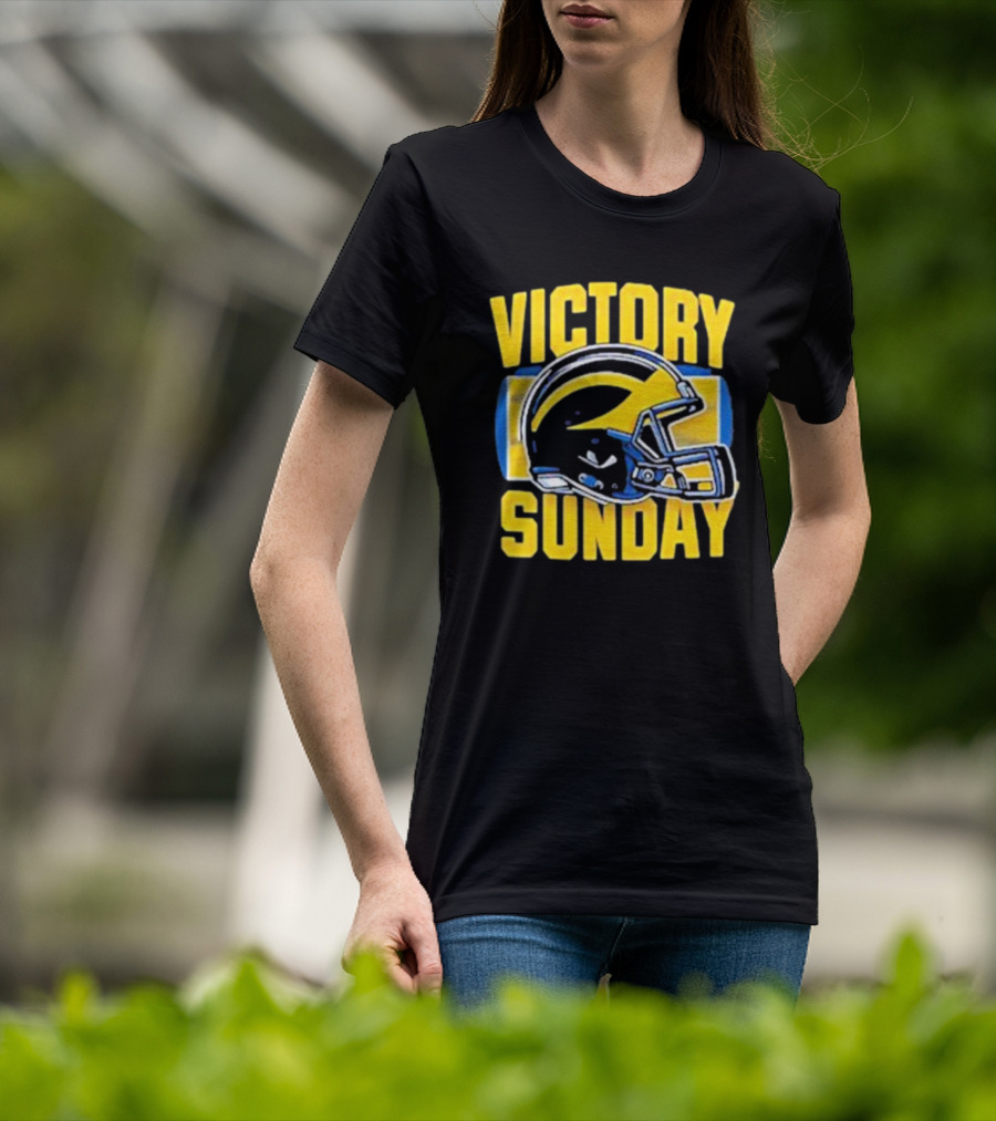 Victory Sunday Michigan Football Helmet T-Shirt