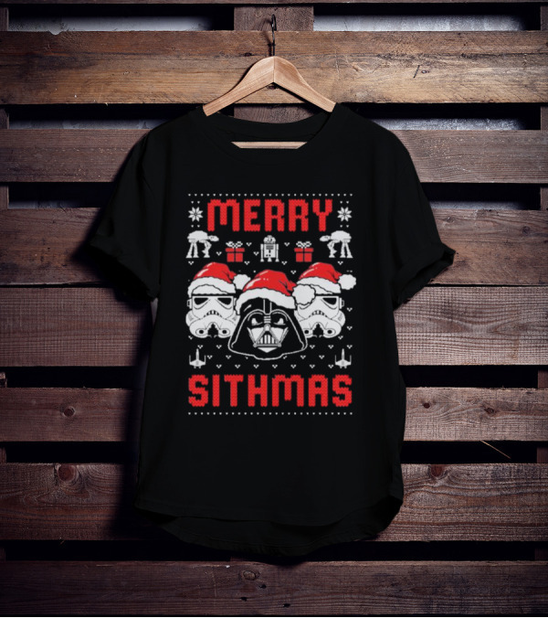 Merry Sithmas Star Wars Darth Vader Stormtrooper Santa Robot Holiday T-Shirt