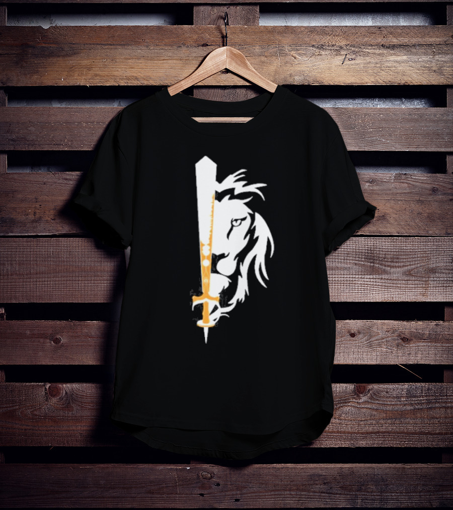 Real Sikh Lion And Sword Blackout Gold T-Shirt