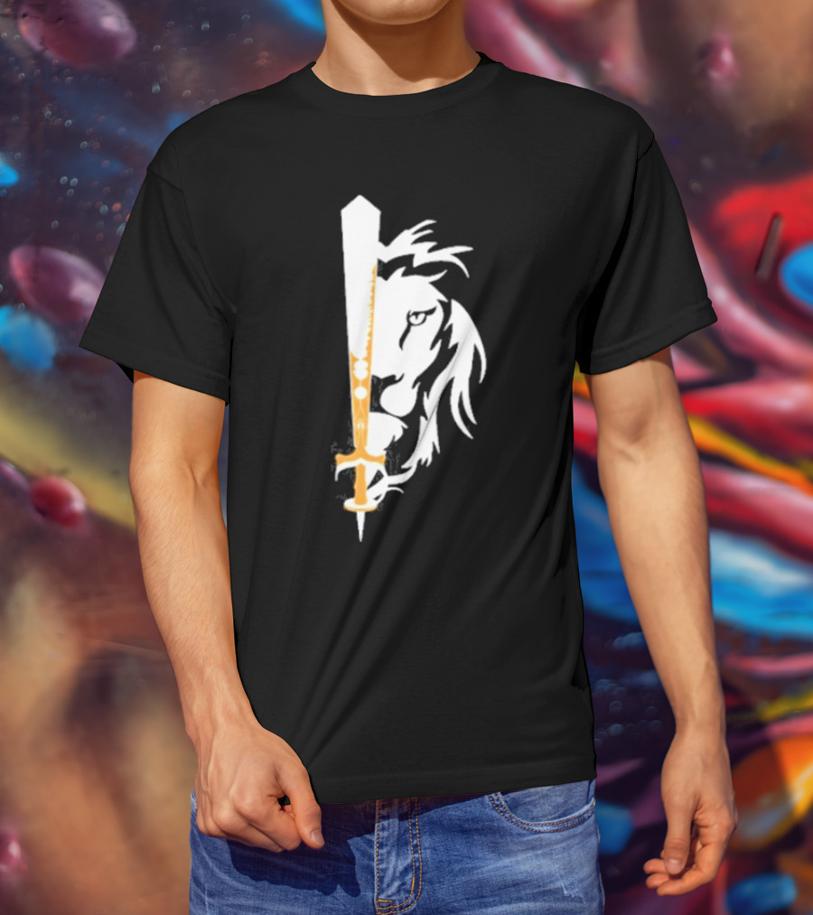 Real Sikh Lion And Sword Blackout Gold T-Shirt