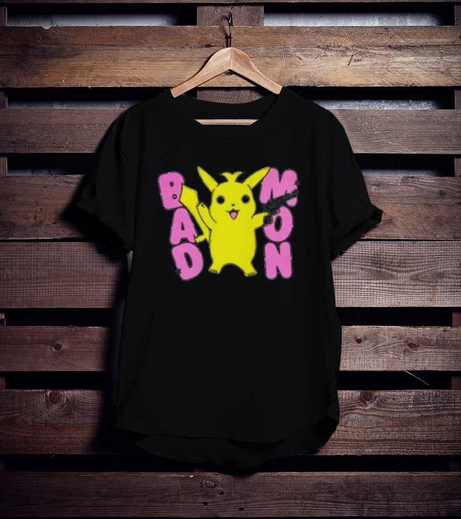 Bad Mon Pikachu With Pink Bold Letters T-Shirt