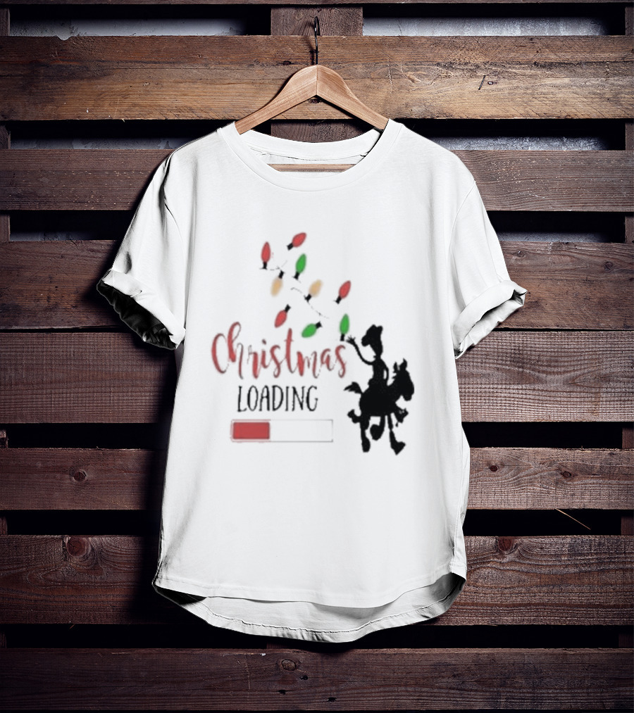 Christmas Loading Cowboy Silhouette With Festive Lights T-Shirt