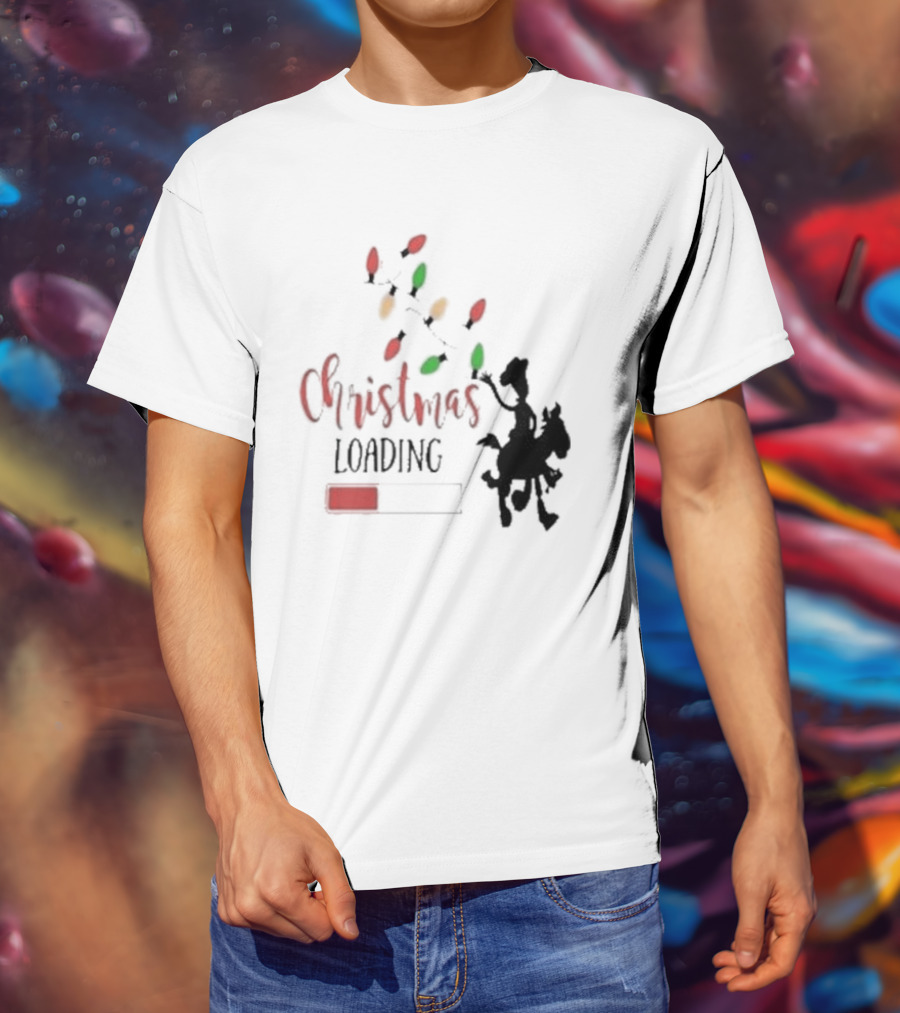 Christmas Loading Cowboy Silhouette With Festive Lights T-Shirt