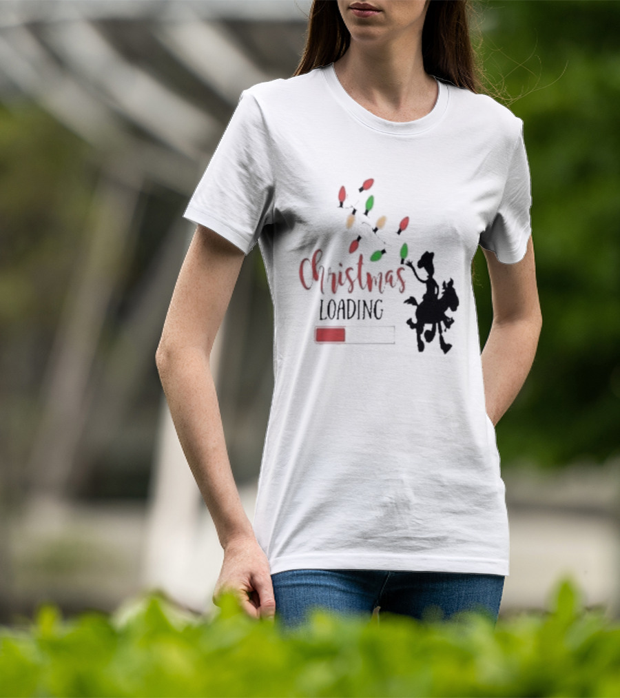 Christmas Loading Cowboy Silhouette With Festive Lights T-Shirt