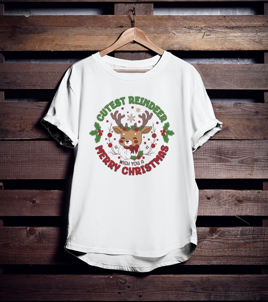 Cutest Reindeer Merry Christmas Wish You A T-Shirt