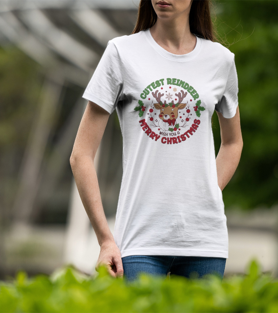 Cutest Reindeer Merry Christmas Wish You A T-Shirt