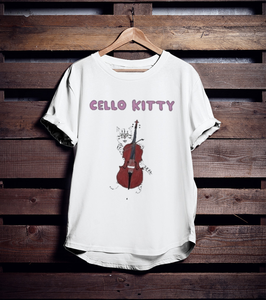 Cello Kitty Cat With Red Cello T-Shirt