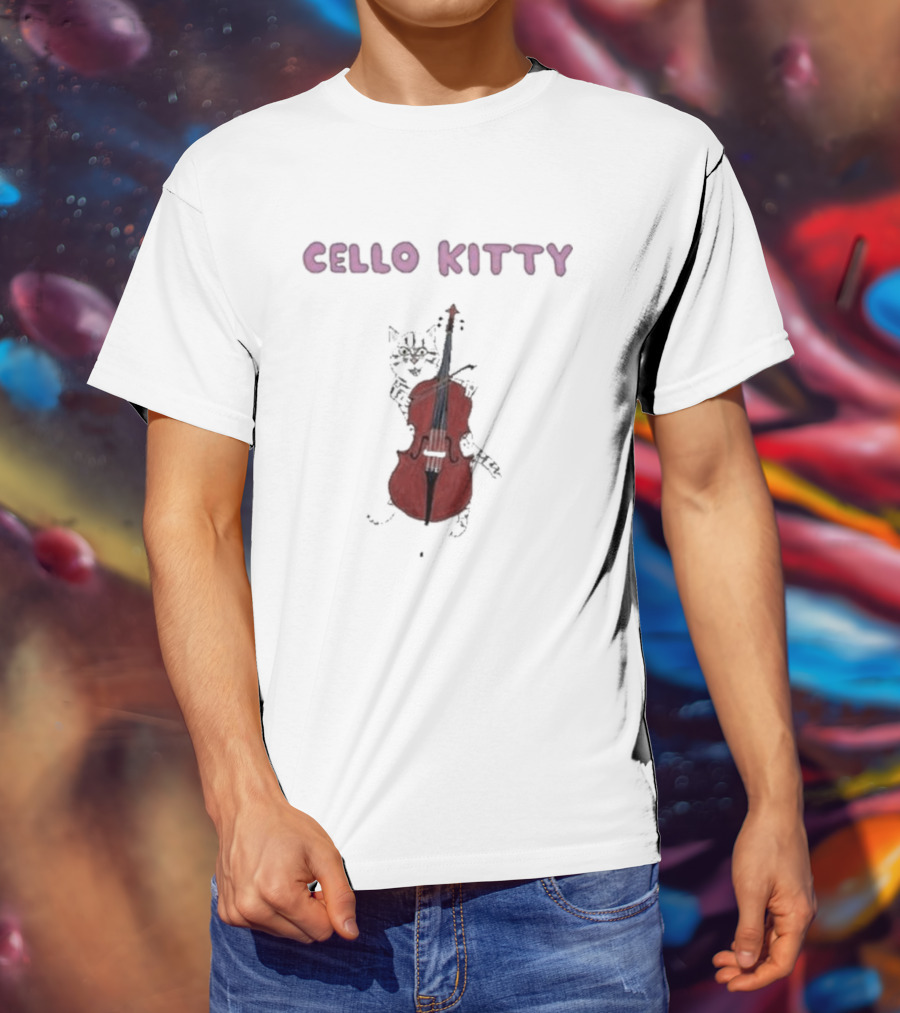Cello Kitty Cat With Red Cello T-Shirt
