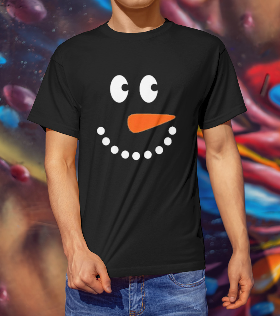 Joyful Snowman Face Christmas Holiday T-Shirt