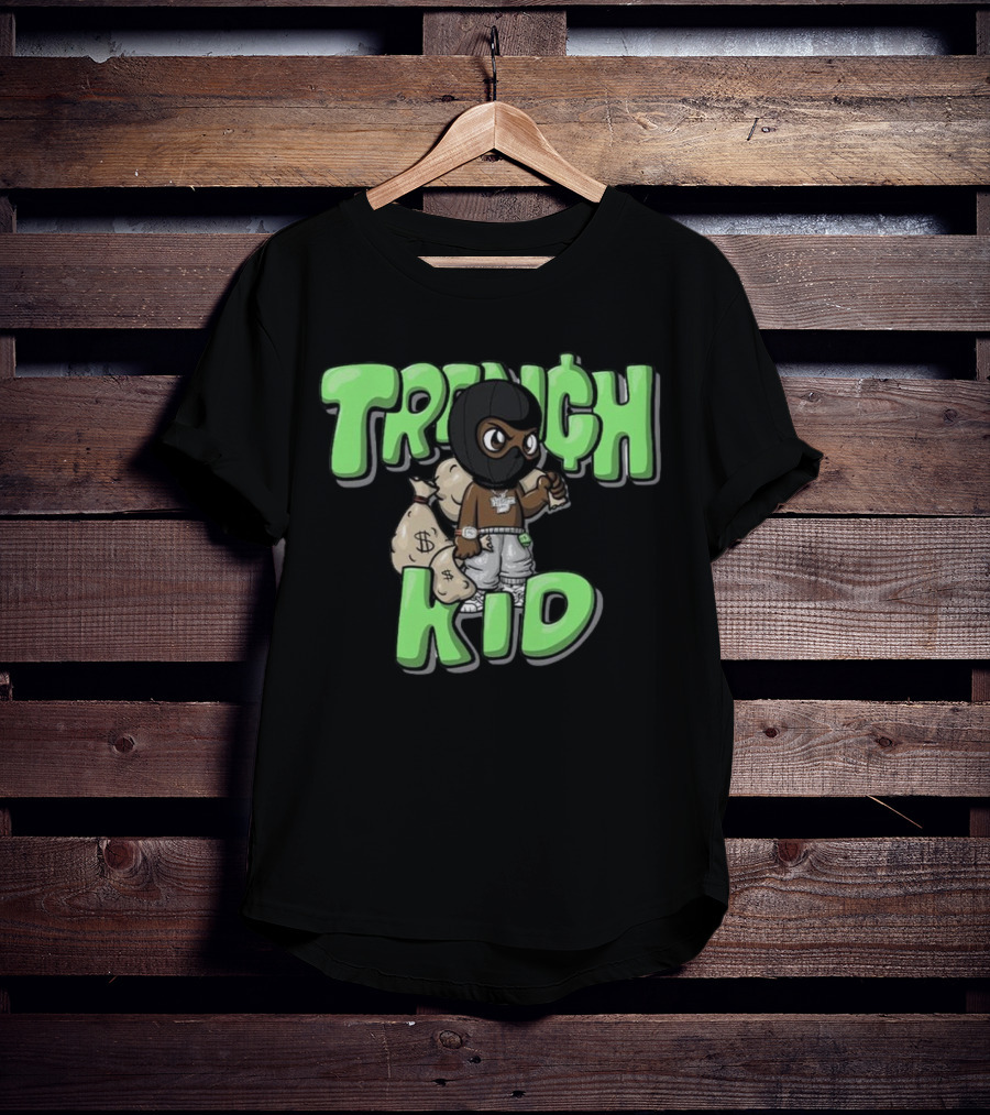 Lil Tjay Trench Kid Black Mask Money Bag T-Shirt