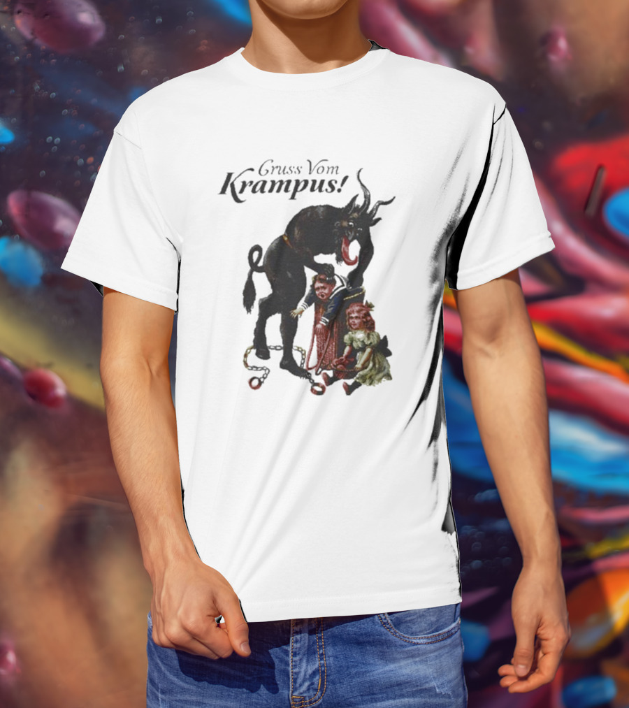 Meowy Krampus Gruss Vom Krampus Christmas Feline Holiday Mischief T-Shirt