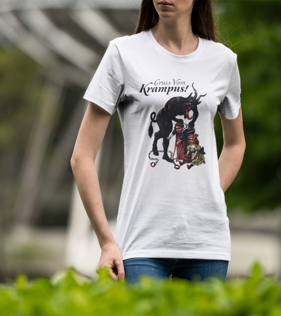 Meowy Krampus Gruss Vom Krampus Christmas Feline Holiday Mischief T-Shirt