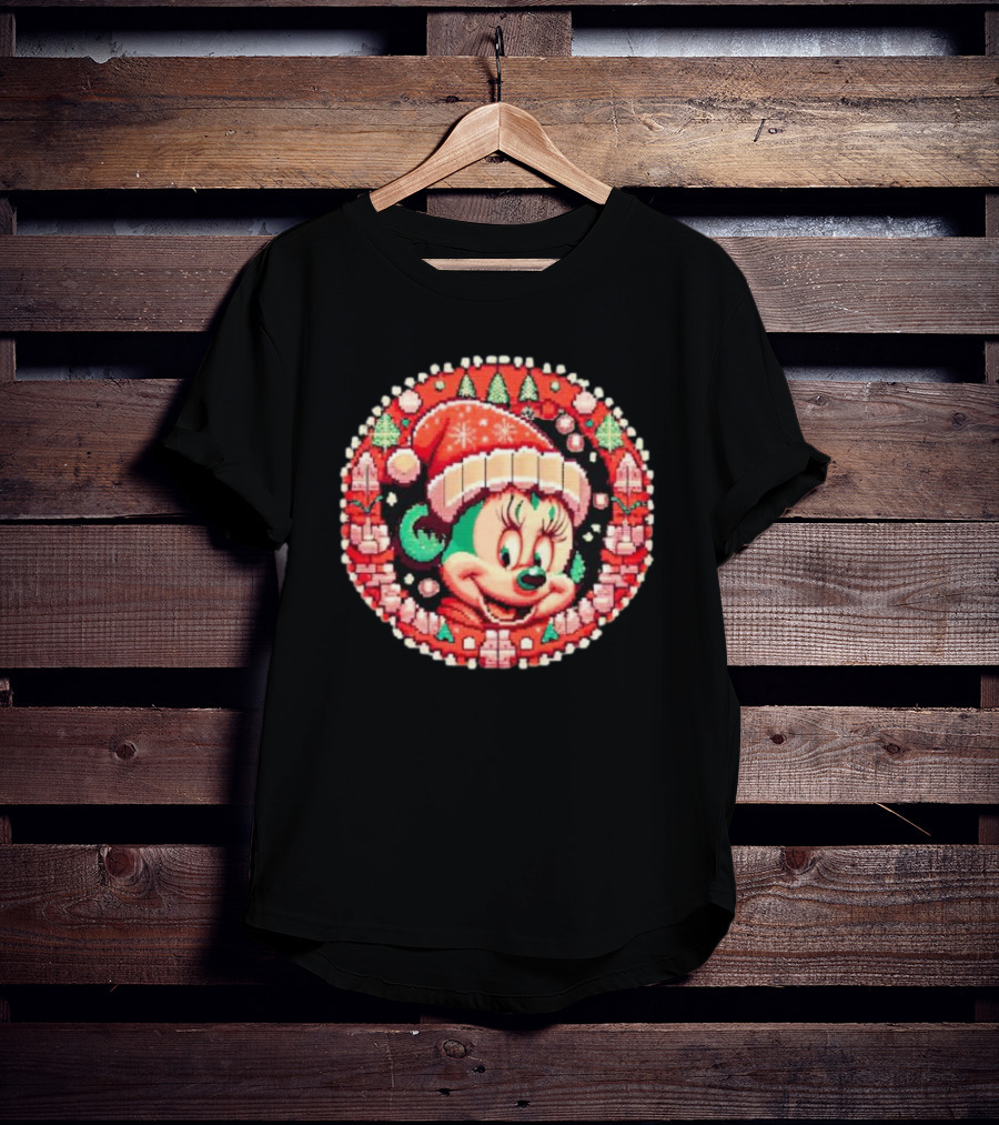 Minnie Mouse Christmas Sparkle Disney Magic Festive Holiday Santa Hat T-Shirt