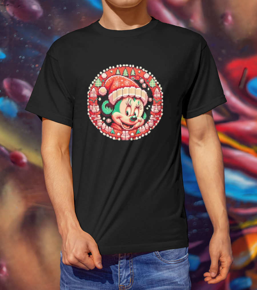 Minnie Mouse Christmas Sparkle Disney Magic Festive Holiday Santa Hat T-Shirt