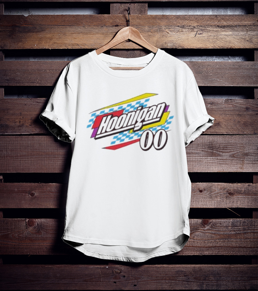 Best Hoonigan 00 Racing Style Checkered Stripes T-Shirt