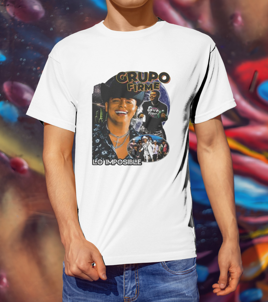 Grupo Firme Lo Imposible Cactus Cowboy Space Collage T-Shirt